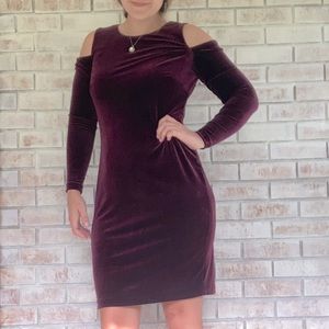 Deep Plum Velvet Calvin Klein Cold Shoulder